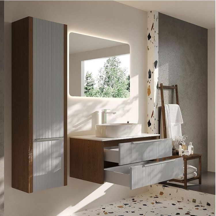 Шкаф пенал ЗОВ Валенсия 45 PVS цвет Камень