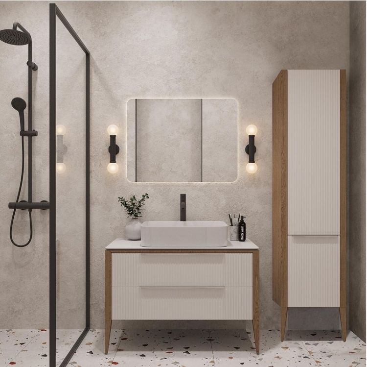 Шкаф пенал ЗОВ Валенсия 45 PVS цвет Камень