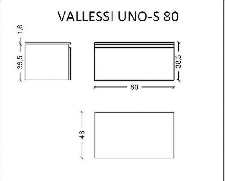 Тумба Boheme Armadi Art Vallessi UNO-S 80 897-080-A mat подвесная Антрацит матовый