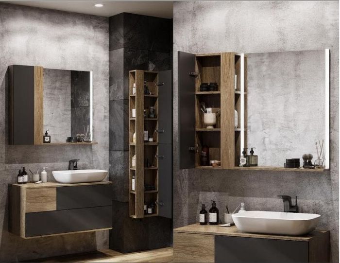 Подвесной шкаф Aquaton Терра 35 1A247503TEKA0 Дуб Кантри Антрацит