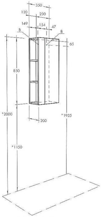 Подвесной шкаф Aquaton Терра 35 1A247503TEKA0 Дуб Кантри Антрацит