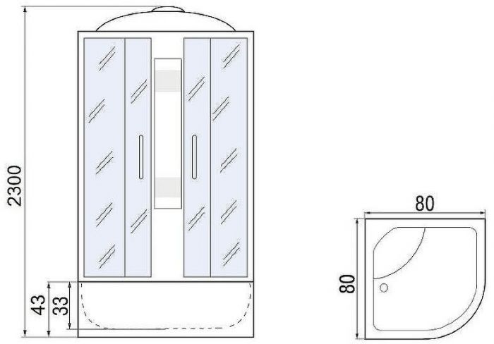 Душевая кабина River Nara XL 80x80 МТ 10000006214 с поддоном