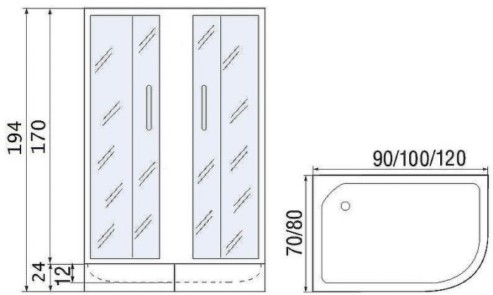 Душевой уголок River Don 90x70 MT L 10000008305 с поддоном