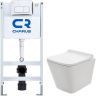 Комплект унитаза AQUAme AQM2004 с инсталляцией Charus City CR.200.21.01 с сиденьем Микролифт и клавишей смыва Хром глянцевый