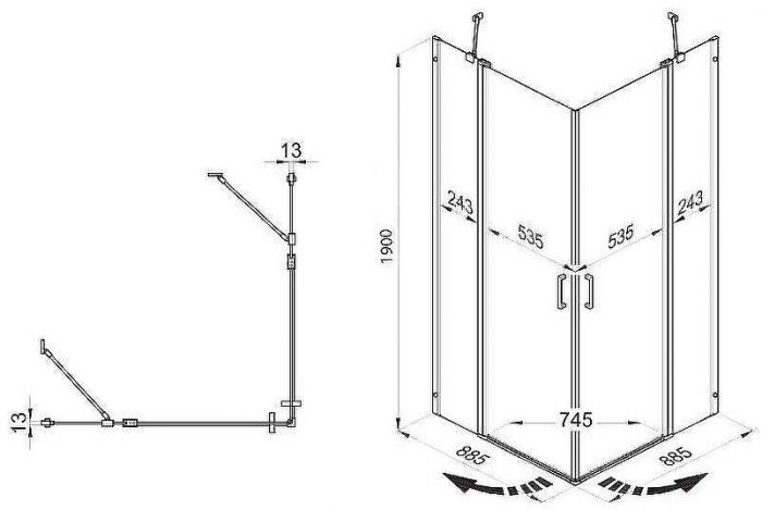 Душевой уголок Triton Тау-Блэк 90х90 Щ0000054036 профиль Черный стекло прозрачное