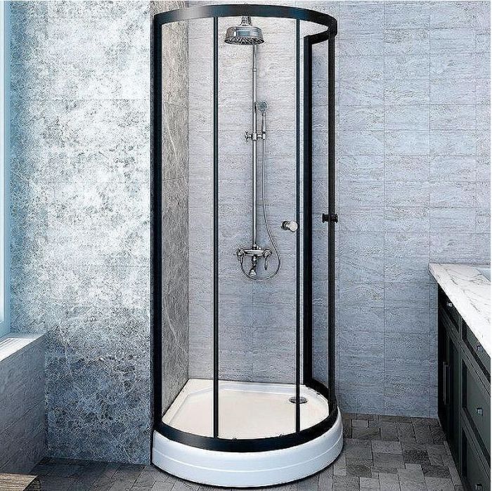 Душевой уголок Radomir Стронг 110x110 1-03-6-0-0-1820 профиль Черный стекло прозрачное