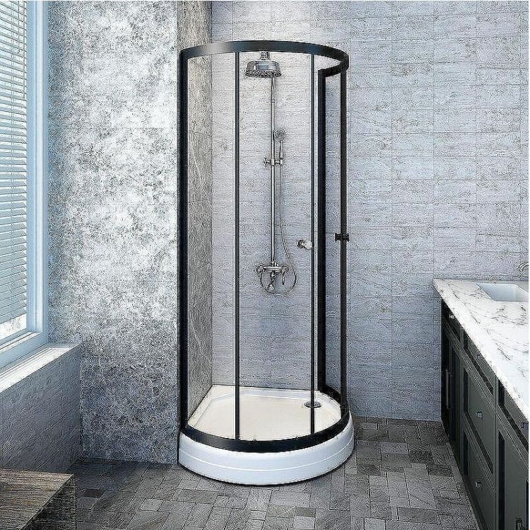 Душевой уголок Radomir Стронг 110x110 1-03-6-0-0-1820 профиль Черный стекло прозрачное