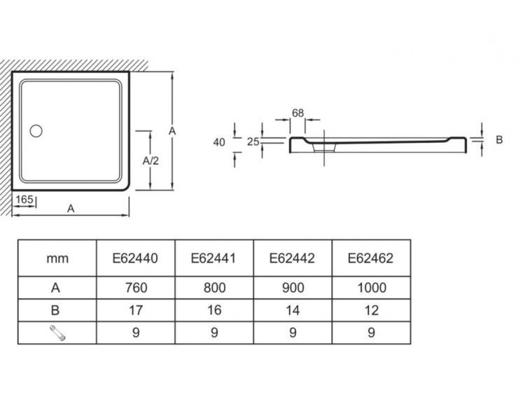 Душевой поддон Jacob Delafon FLIGHT SAFE COULEUR E62442-F-S21, 90x90 см