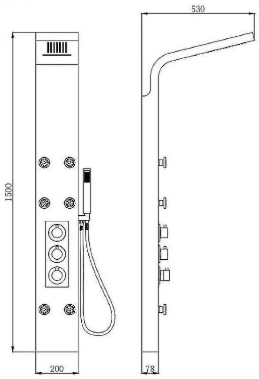 Душевая панель beWash BV3TMSP7233 с гидромассажем Белая Душевая панель beWash BV3TMSP7233 с гидромассажем Белая