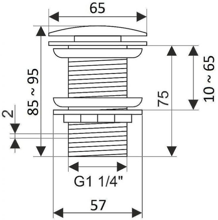 Донный клапан Creavit SF030.CGR click-clack Холодный серый матовый