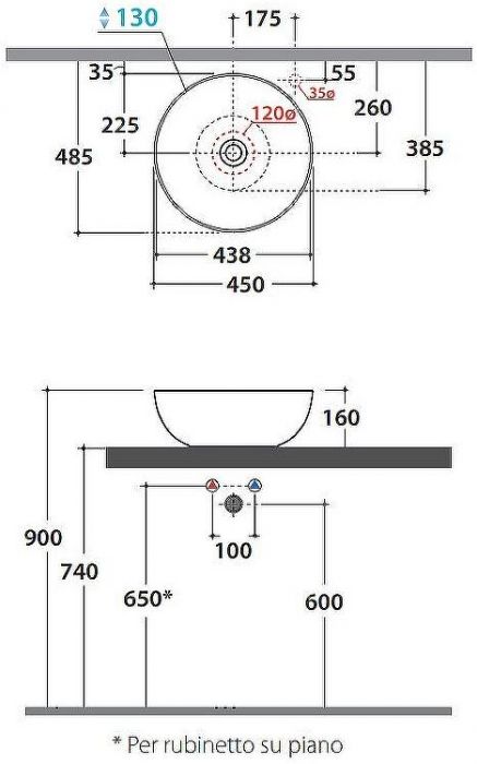 Раковина-чаша Globo T-Edge 45 B6T45.BI Белая