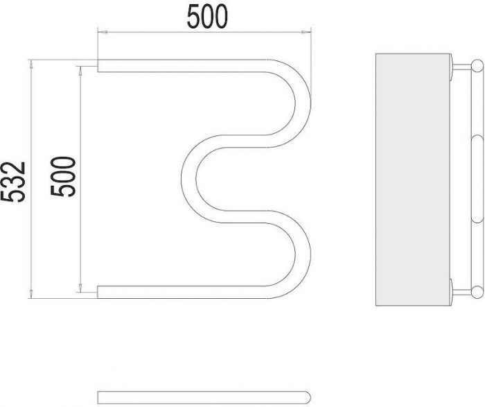 Водяной полотенцесушитель Terminus М-образный (1) 500х500 4620768881145 цвет Хром, боковое подключение, G 1" НР