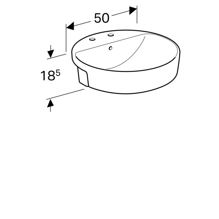 Раковина Geberit VariForm полувстраиваемая круглой формы, D=50 см, с двумя отв. под смеситель, с отв. перелива [500.783.01.2]