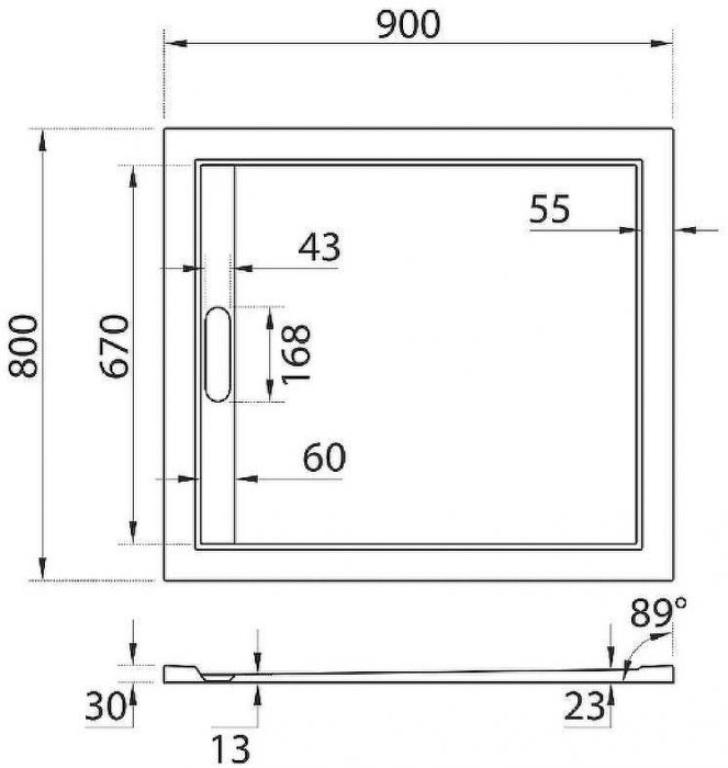 Душевой поддон из искусственного камня Cezares Tray AS 90х80 TRAY-AS-AH-90/80-30-W Белый