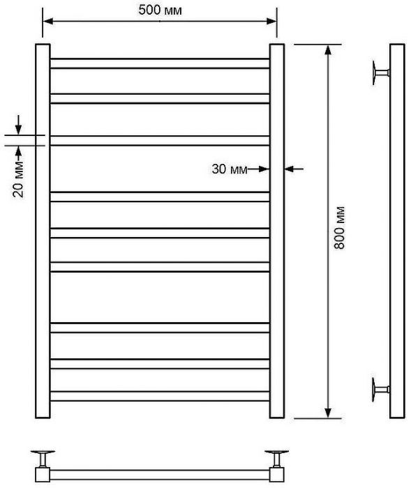 Водяной полотенцесушитель Comfysan Pioli-K W-8 80x50 014322 Хром
