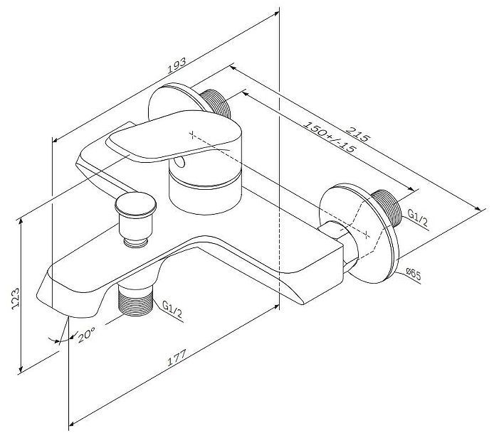 Смеситель для ванны AM.PM Func F8F10000 цвет Хром