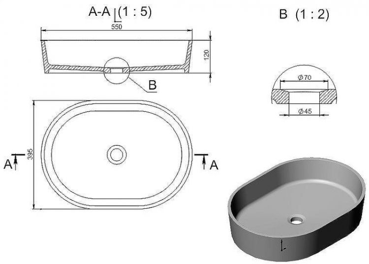 Раковина-чаша Holbi Ariel 55 1.02.011.11.1 Белая матовая