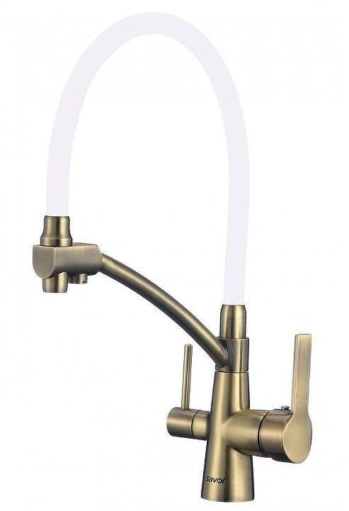 Смеситель для кухни Savol S-L1805C-02 цвет Бронза Белый