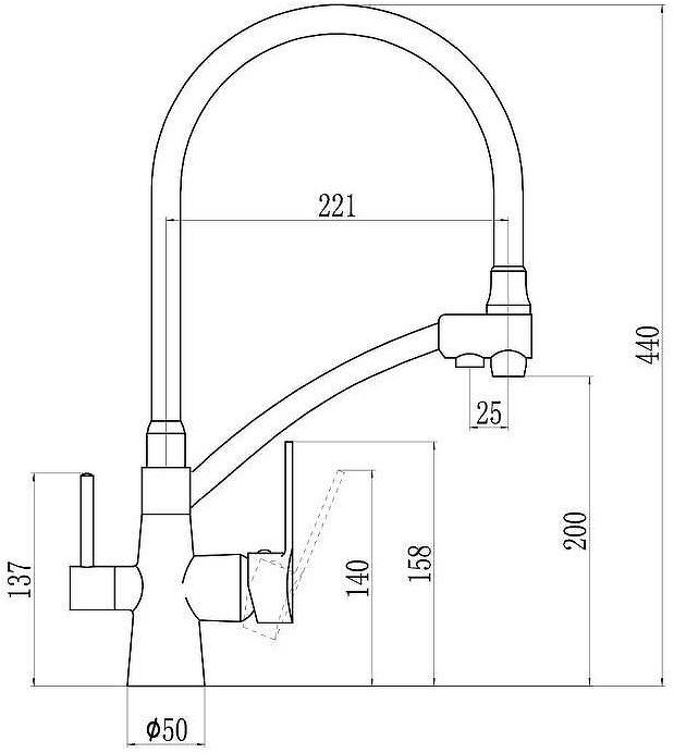 Смеситель для кухни Savol S-L1805C-02 цвет Бронза Белый