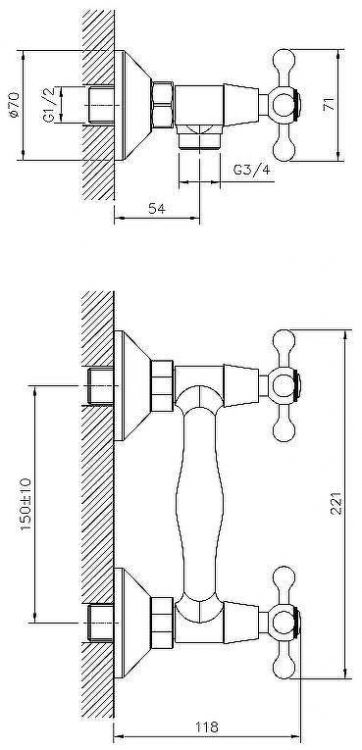 Смеситель для душа Decoroom DR54055 Хром Смеситель для душа Decoroom DR54055 Хром