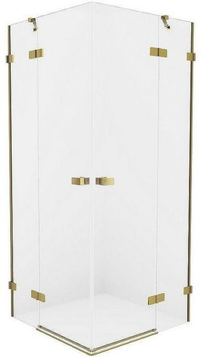 Душевой уголок New Trendy Avexa Gold 80х90 EXK-1777 профиль Брашированное золото стекло прозрачное