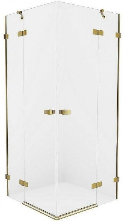 Душевой уголок New Trendy Avexa Gold 80х90 EXK-1777 профиль Брашированное золото стекло прозрачное