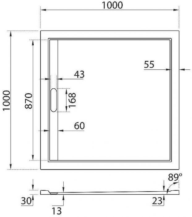 Душевой поддон из искусственного камня Cezares Tray AS 100х100 TRAY-AS-A-100-30-NERO Черный матовый