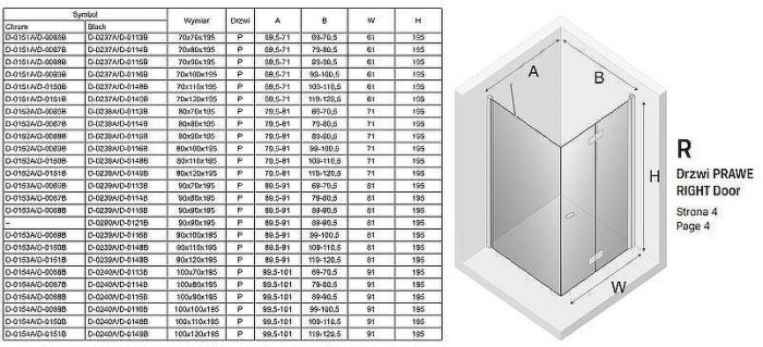 Душевой уголок New Trendy New Soleo Black 100х70 R D-0240A/D-0113B профиль Черный стекло прозрачное