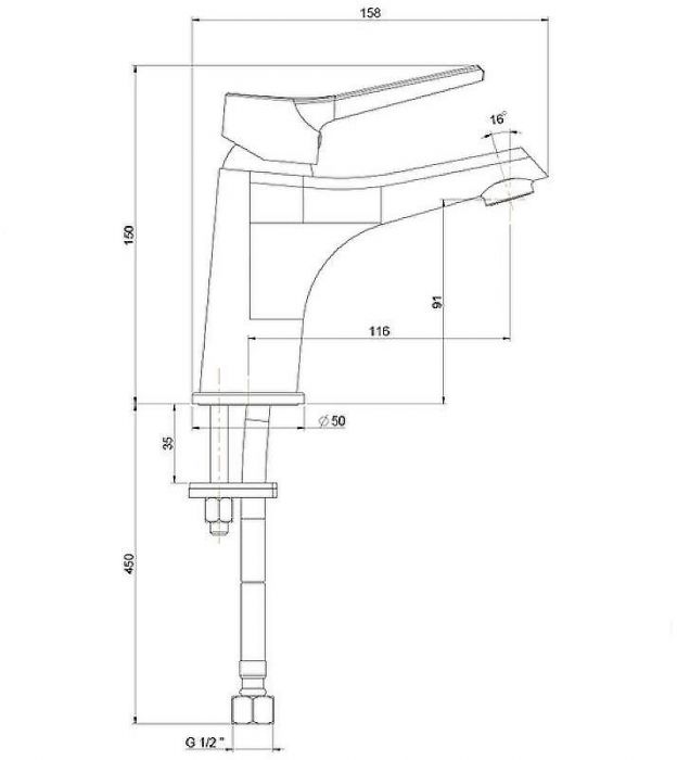 Смеситель для раковины Paini Messina MECR205N35 Хром