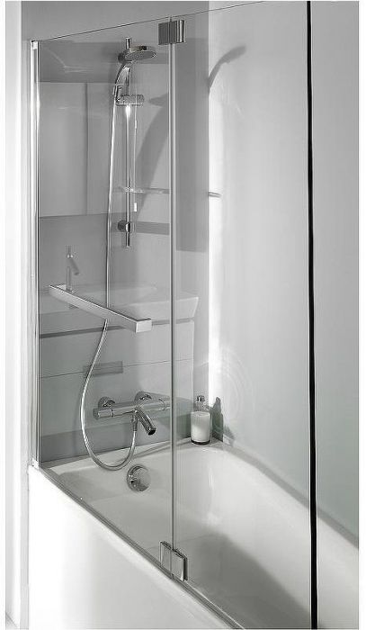 Шторка на ванну Jacob Delafon Bain Douche Neo 100х140 E4931-GA профиль Хром стекло прозрачное