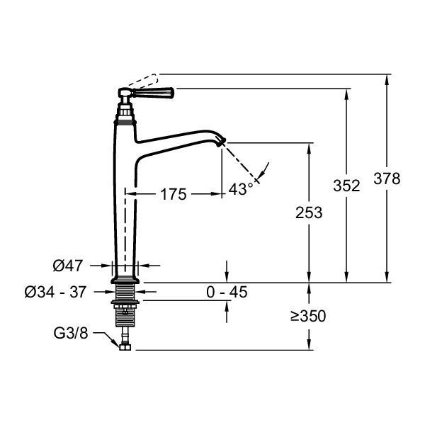 Высокий смеситель для раковины Jacob Delafon Cleo E24309-BGG, глянцевое золото