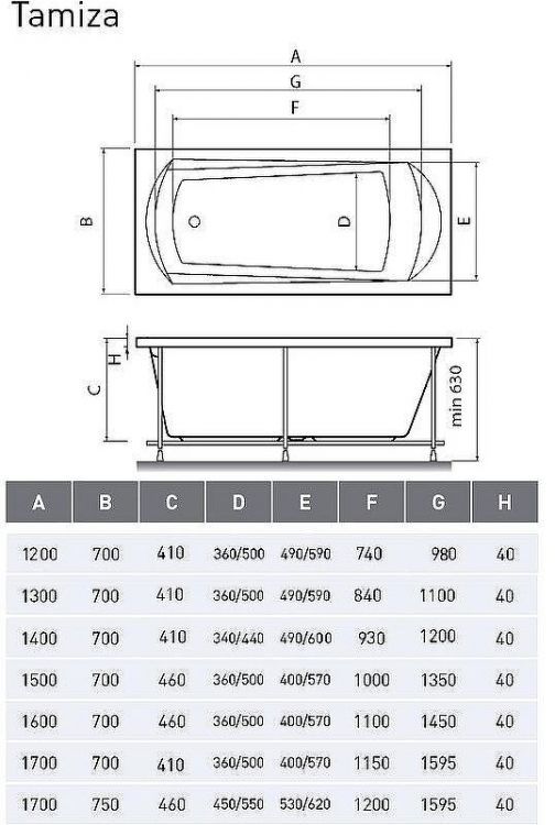Акриловая ванна Relisan Tamiza 120x70 Гл000024605 без гидромассажа Акриловая ванна Relisan Tamiza 120x70 Гл000024605 без гидромассажа