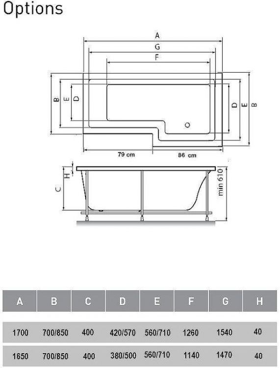 Акриловая ванна Vayer Options 165x85 R Гл000023295 без гидромассажа