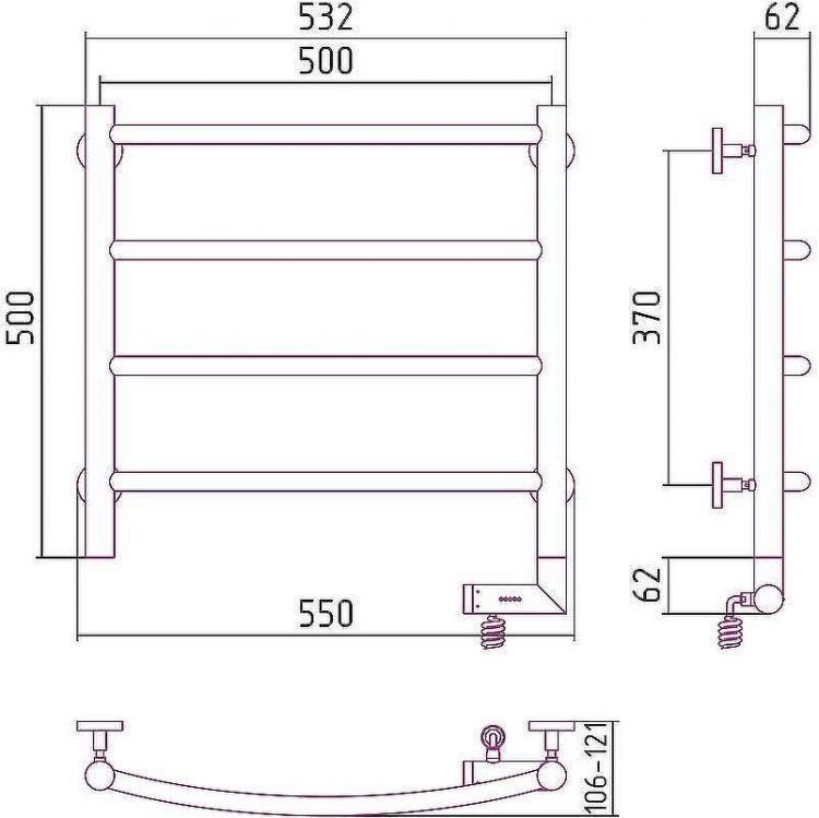 Электрический полотенцесушитель Сунержа Галант 2.0 500x500 R 12-5201-5050 Белый