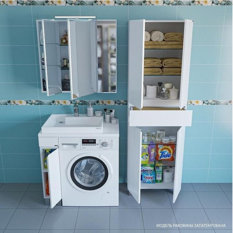 Раковина СанТа Юпитер 80 L 900120 на стиральную машину Белая