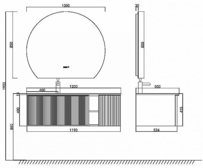 Тумба с раковиной Orans BC-9013-1200L 120 90131200L подвесная Matt Deep Ocean