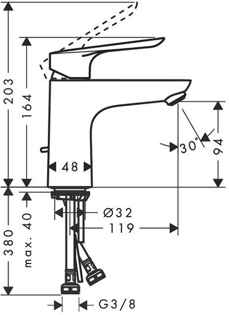 Hansgrohe Logis E смеситель для раковины, излив: 100мм, цвет: хром