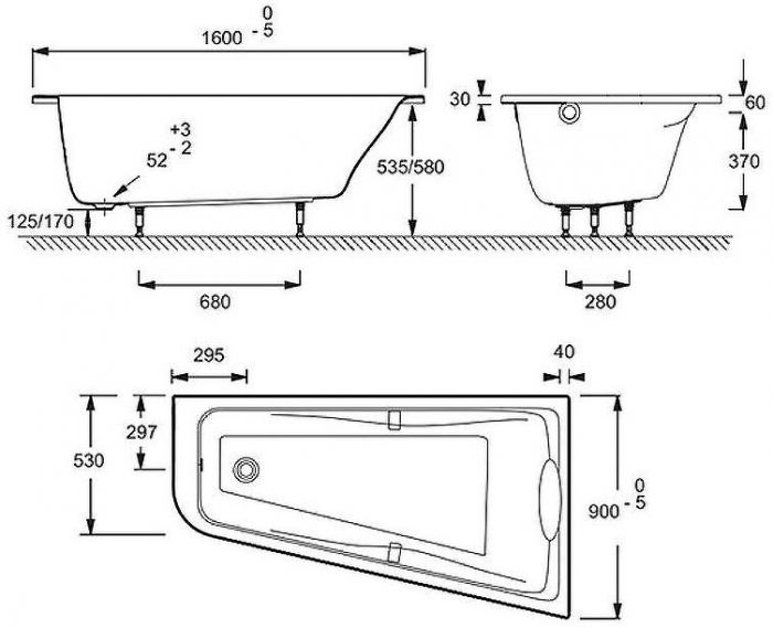 Акриловая ванна Jacob Delafon Odeon Up 160x90 R E5EN2250RU-00 с гидромассажем