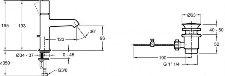 Смеситель для раковины Jacob Delafon Edgar E29845-CP, хром Смеситель для раковины Jacob Delafon Edgar E29845-CP, хром