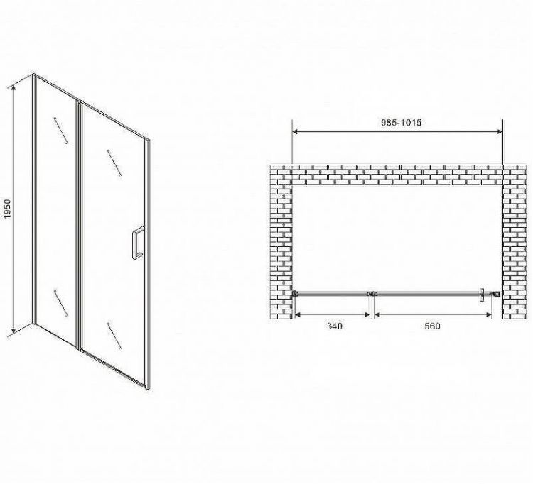 Душевая дверь Abber Sonnenstrand 100 AG04100MS профиль Хром стекло матовое