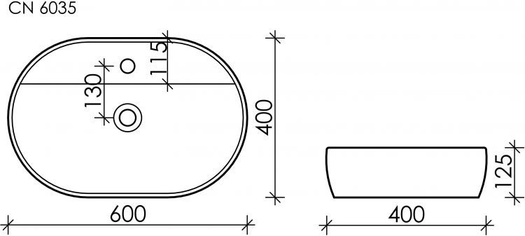 Умывальник накладной CERAMICANOVA Element  CN6035 Умывальник накладной CERAMICANOVA Element  CN6035