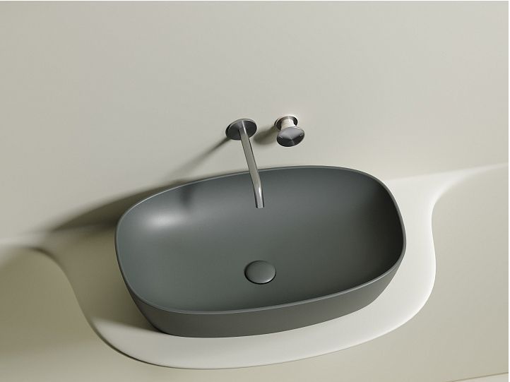 Умывальник CERAMICANOVA Element чаша накладная овальная (цвет Антрацит Матовый) CN6049MH
