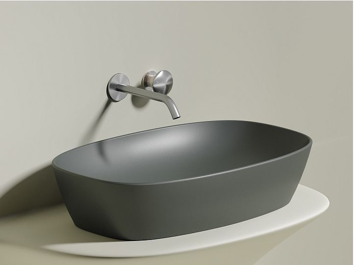 Умывальник CERAMICANOVA Element чаша накладная овальная (цвет Антрацит Матовый) CN6049MH