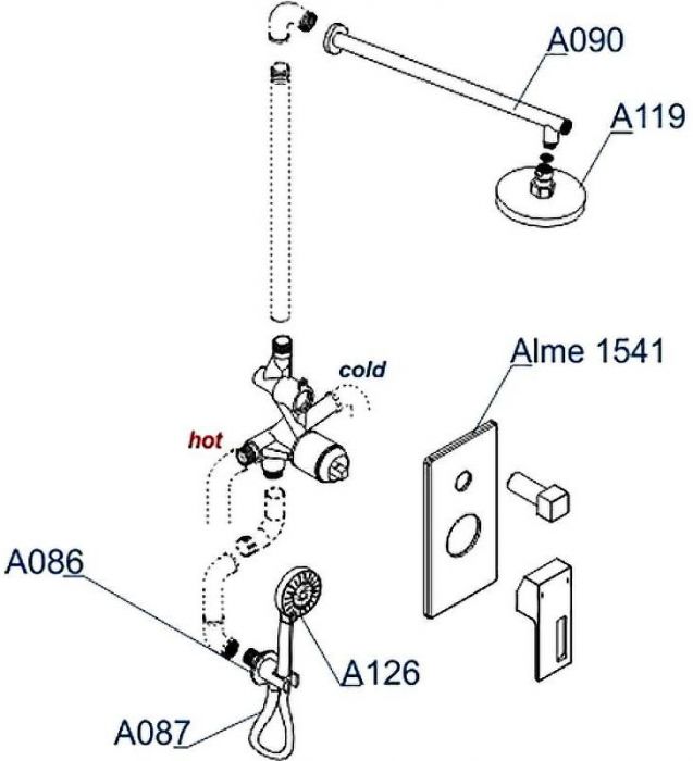 Душевая система WasserKRAFT Alme A16590 Хром