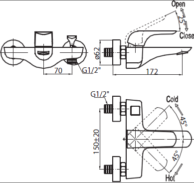Смеситель для ванны и душа BELBAGNO Nota NOT-VASM-CRM Смеситель для ванны и душа BELBAGNO Nota NOT-VASM-CRM