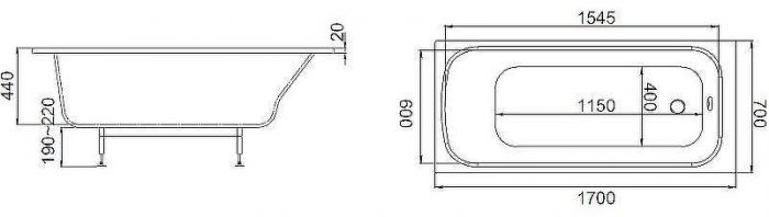 Ванна из искусственного камня Jacob Delafon Elite 170x70 E6D361RU-00 без гидромассажа