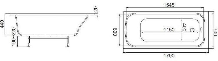 Ванна из искусственного камня Jacob Delafon Elite 170x70 E6D361RU-00 без гидромассажа