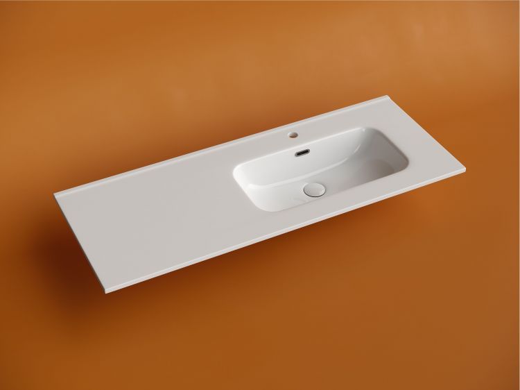 Раковина накладная SANCOS мебельная Element, чаша справа, с отверстием под смеситель, 1210x465x180 мм, цвет белый, CN7006R Раковина накладная SANCOS мебельная Element, чаша справа, с отверстием под смеситель, 1210x465x180 мм, цвет белый, CN7006R