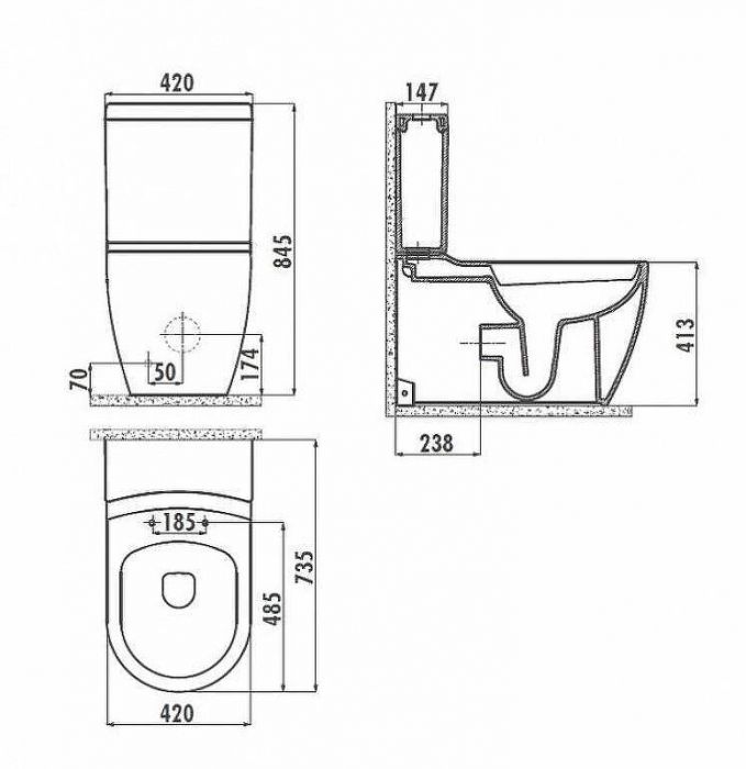 Унитаз биде Creavit Grande GR360-00CB00E-0000 Белый без бачка и сиденья