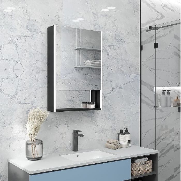 Зеркальный шкаф Reflexion Box 500х800 RF2419BL с подсветкой Черный матовый